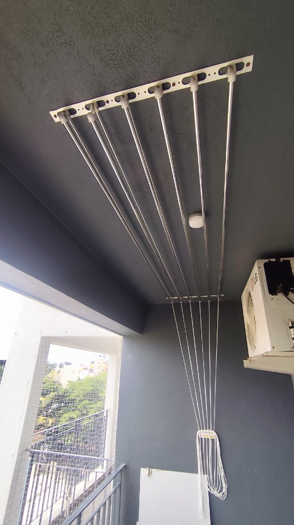 Premium 6-Rod Ceiling Hanger — Balcony Installation