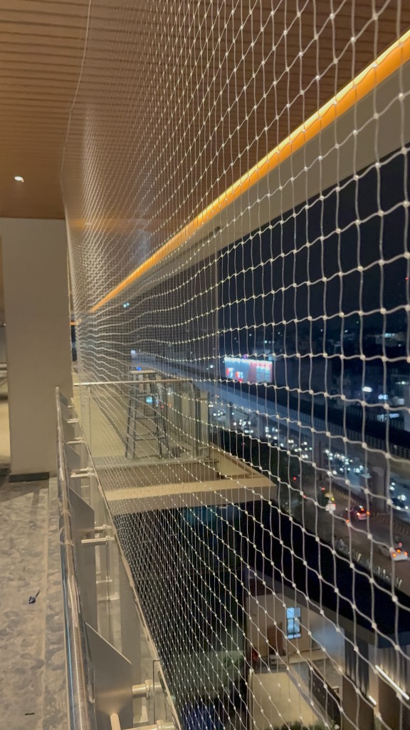 Balcony Safety Net — Night View Wide Angle